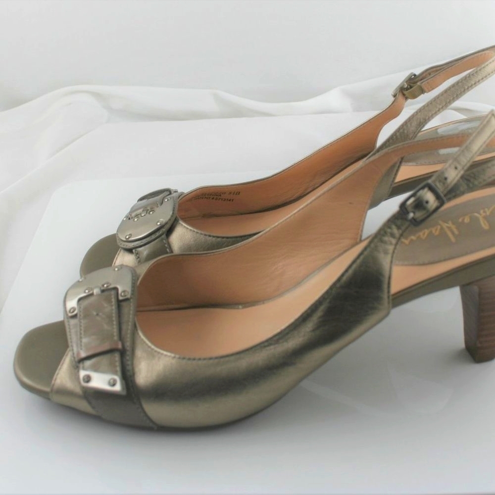 Cole Haan Nike Air Leather Gold Slingback Heels